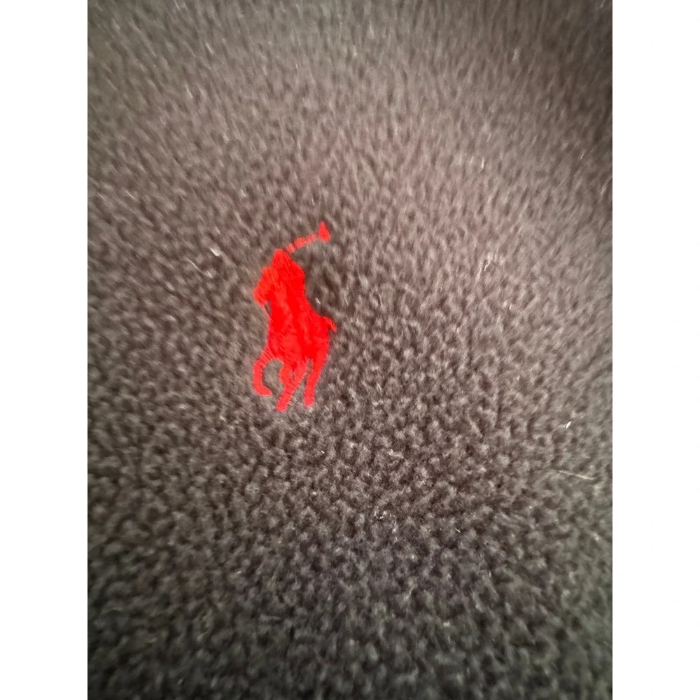 Polo Ralph Lauren Mens Fleece Vest Black Red Full Zip Pony Logo RN 113338